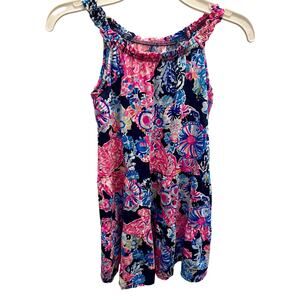 New Lily Pulitzer LORO TURTLE AMAZEMENT Pink Blue Girls Swing Dress S Small 6 7